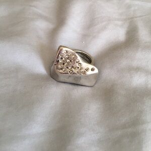 Paige Novick Distressed Silver Crystal Statement Ring | Size 7